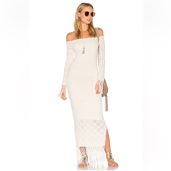Revolve x House of Harlow 1960 Rose Off White Crochet Sweater Maxi